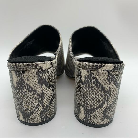 NWOT Marc Fisher Resa Snakeskin Print Block Heel Sandal In Black/Cream Size 7 - Picture 11 of 16
